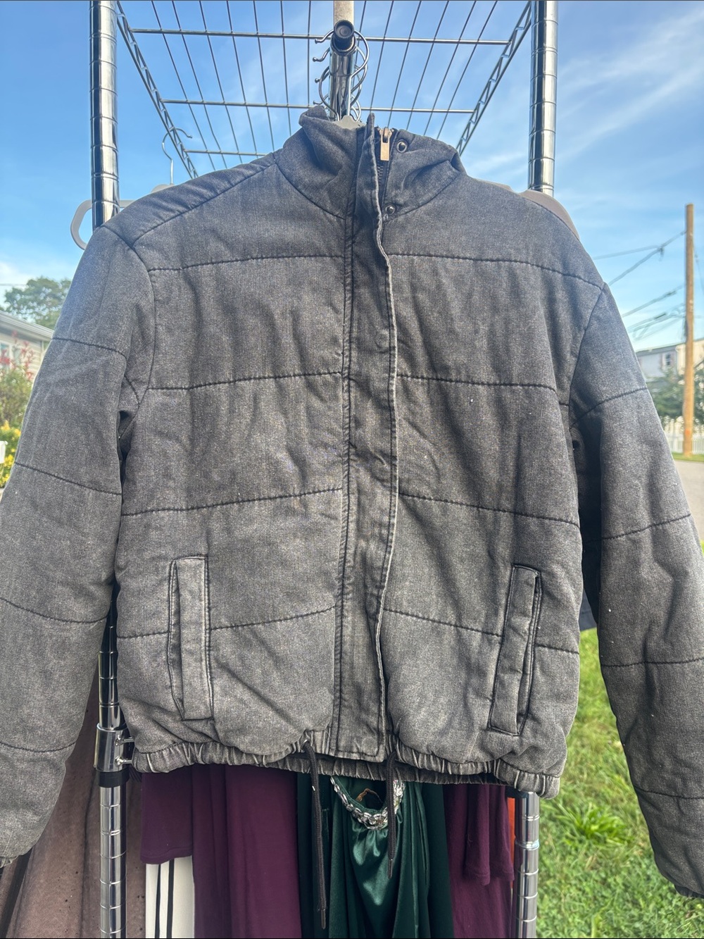 PacSun Men's Charcoal Gray Quilted Bomber Jacket